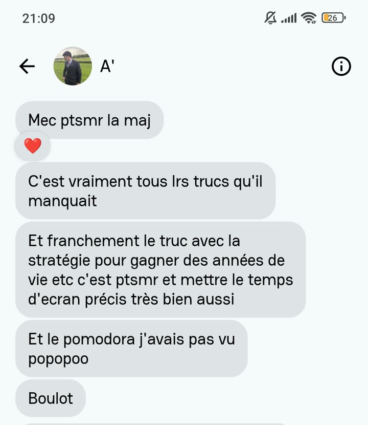 Message de A. à propos de Livetime